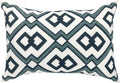 Alysheer Embroidered Lumbar Decorative Throw Pillow Cover 12"x 20", Classic Boho Geometric Embroidery Pattern Cotton Rectangular Cushion Case for Sofa Couch Living Room Bedroom (Navy Aqua)-Ruum Studio Home