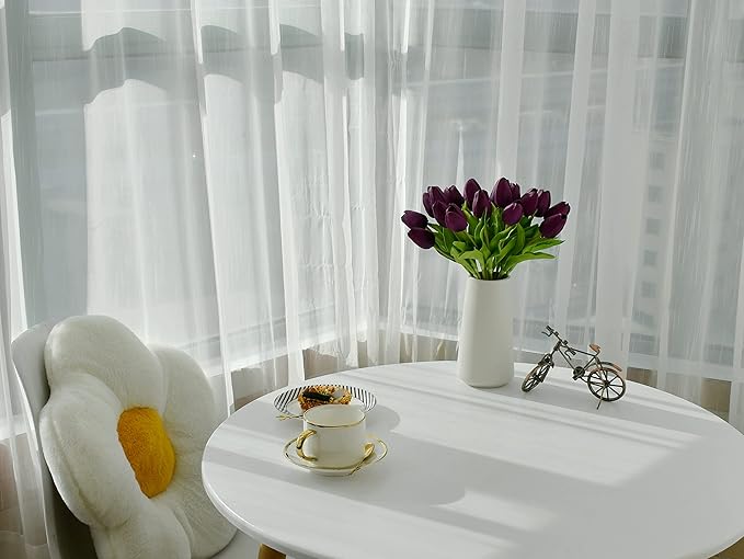 Mandy's Artificial Tulips 20 Stems Grape Purple PU Faux Flowers for Wedding Home Decor 13.5 Inch-Ruum Studio Home