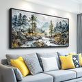 PHAOHUAXM Large Canvas Printing Artworks Wall Art For Bedroom Wall Decor For Living Room Office Home Decor Rivulet View Painting Forest Tree Landscape Watercolour Pictures Black Framed 30x60 In-Ruum Studio Home