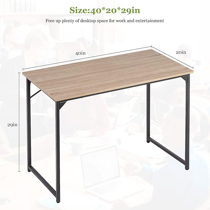 PayLessHere | 39 Inch Computer Desk | Nature | Office Desk with Metal Frame, Adjustable Feet | Water-Resistant, Scratchproof Surface | Sturdy Writing Table for Home Office or Study | Pack of 1-Ruum Studio Home