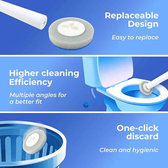 Disposable Toilet Brush&Holder with 18pcs Refills Pads, Toilet Cleaning Kit System,Toilet Bowl Cleaner Wand Holder and Set (24 Replacement Pads Refills)-Ruum Studio Home