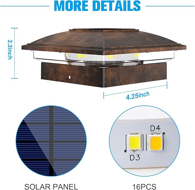 VOLISUN Solar Post Cap Light Outdoor 12pack,Solar Deck Fence - Post Lights Waterproof for 4x4 Wooden/4x4 Vinyl, with Warm White/Cool White for Garden/Patio/Porch-Ruum Studio Home