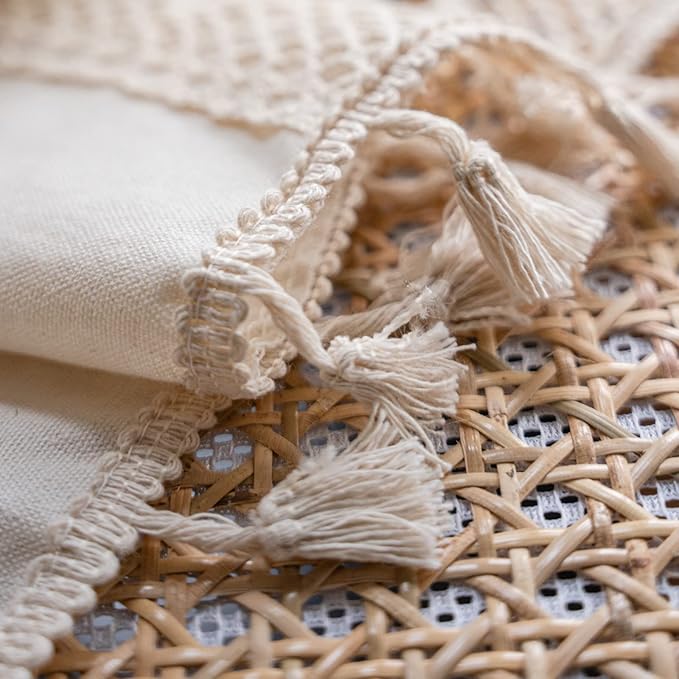 Sutuo Home Boho Curtain Crochet Lace Patchwork Semi-Blackout Bohemian Handmade Tassels, Rod Pocket Window Treatment Vintage Rustic Farmhouse Drapes for Living Bedroom, 1 Panel 59" W x 72" L, Beige-Ruum Studio Home