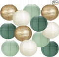 Paper Lanterns Sage Green Gold Round Hanging Chinese Lanterns for Birthday Party Baby Shower Bridal Shower Decorations Pack of 12-Ruum Studio Home