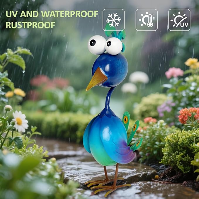 Kircust Peacock Decor Metal Yard Art Outdoor Statues Lawn Decorations Outside Garden Peacocks Decoration for Home-Ruum Studio Home