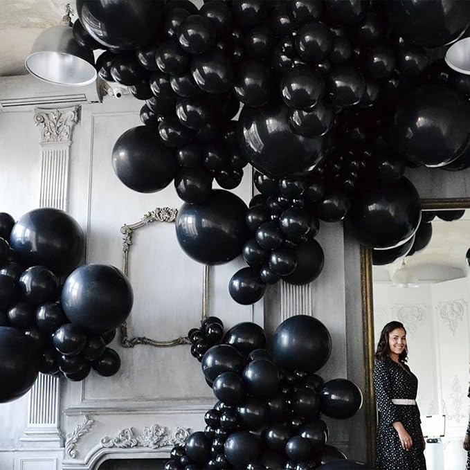 130pcs Black Balloons Different Sizes 18" 12" 10" 5" Party Latex Balloons for Birthday Graduation Baby Shower Anniversary New Year Holiday Party Decorations-Ruum Studio Home