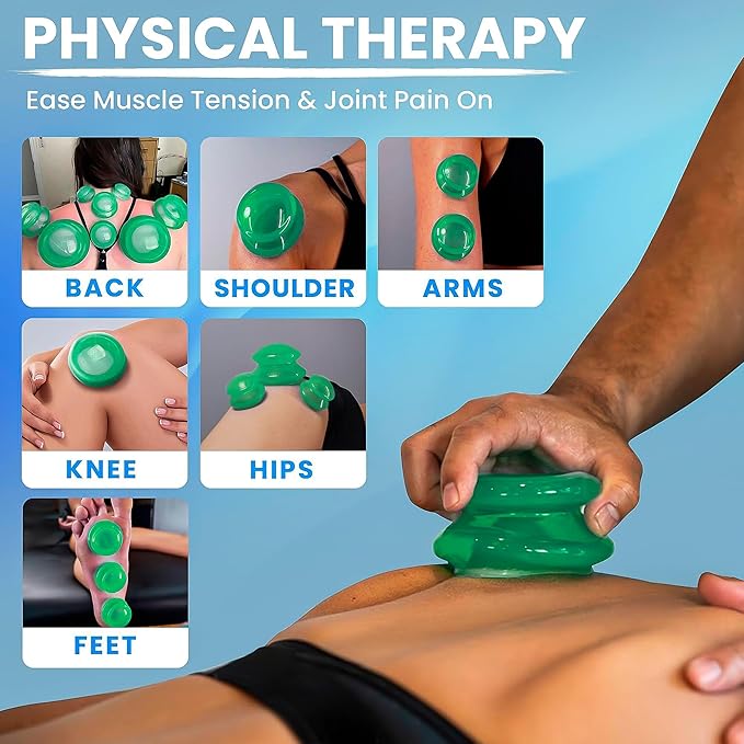 Silicone Cupping Therapy Set Professional Massage Cupping Cups for Cupping Therapy 4 Cup Kit for Massage, Myofascial Release, Cellulite Reduction (Lure Green)-Ruum Studio Home