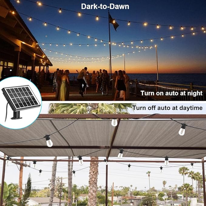 SUNTHIN 100ft Solar String Light Outdoor, USB Rechargeable Patio Solar Outdoor Lights with Waterproof & Shatterproof 30 LED Bulbs for Backyard, Porch, Garden, Pool, Party, Camping-Ruum Studio Home