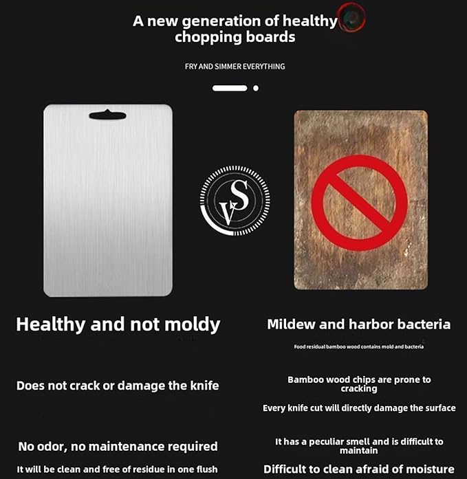 Titanium Cutting Board, New Upgrade Pure Titanium Cutting Boards for Kitchen,Food Grade 316 Stainless Steel Cutting Board，Double sided Dishwasher Safe 13.4 * 9inch-Ruum Studio Home