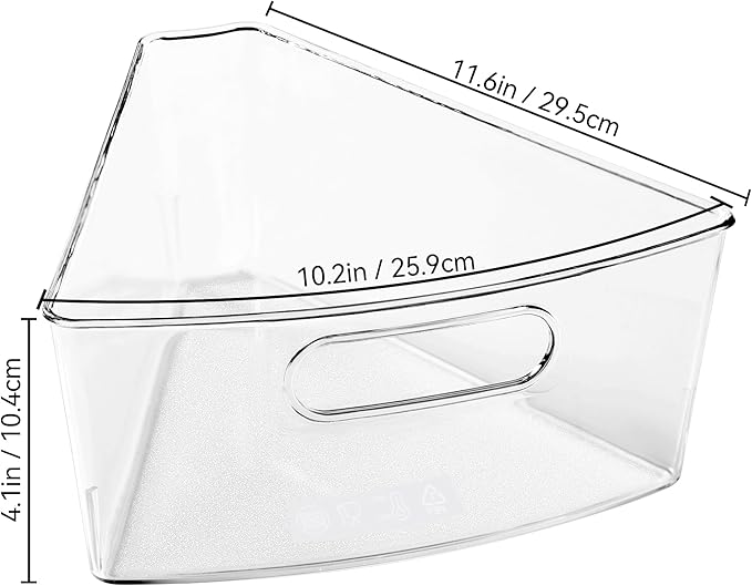 Oubonun Lazy Susan Organizers Set of 8, 11.6’’ x 10.2’’ x 4.1’' Plastic Transparent Kitchen Cabinet Storage Bins with Handle, 4.1" Deep Container, 1/8 Wedge - Food Safe, without BPA-Ruum Studio Home