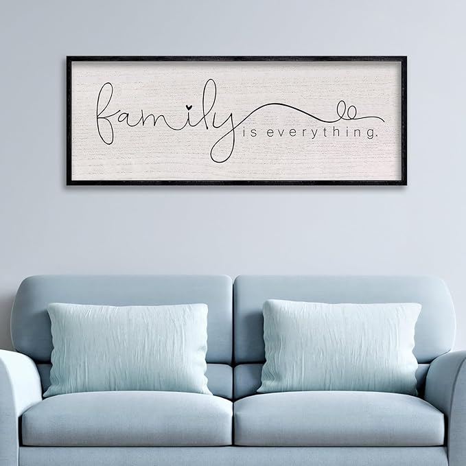 LuZhiQiang Family is Everything Sign Wall Decor 40"x15" Warm Home Sign Wall Art for Entryway Large Hanging Wood Framed (Black)-Ruum Studio Home