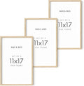 HAUS AND HUES Set of 3 Wooden Frames - 11x17 Natural Wood Picture Frames, Oak Beige-Ruum Studio Home