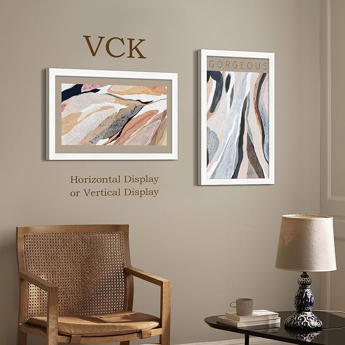VCK 14x24 Picture Frame Set of 3, White Solid Wood Poster Frames, Textured Exclusive Wall Gallery Frame-Ruum Studio Home