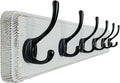 Dseap Coat Rack Wall: 24" Long, Patented, Heavy-Duty, 6-Double-Hooks Wooden Wall Mounted Coat Rack Coat Hanger Hook Rail for Winter Coats Hat Jacket Clothing, White & Black-Ruum Studio Home