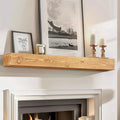 48x8x5 Fireplace Mantel - Handcrafted Rustic Solid Wood Wall Mounted Floating Shelf with Invisible Heavy Duty Wood Bracket (Natural)-Ruum Studio Home