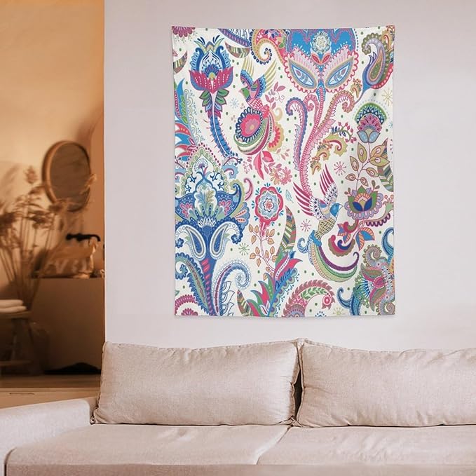 ICMOLYYENLO Boho Green Leaves Tapestry, Mid Century Abstract Tropical Palm Leaves Modern Minimalist Geometric Wall Hanging, Neutral Home Decor Art for Living Room Bedroom Dorm 60x60 Inch-Ruum Studio Home