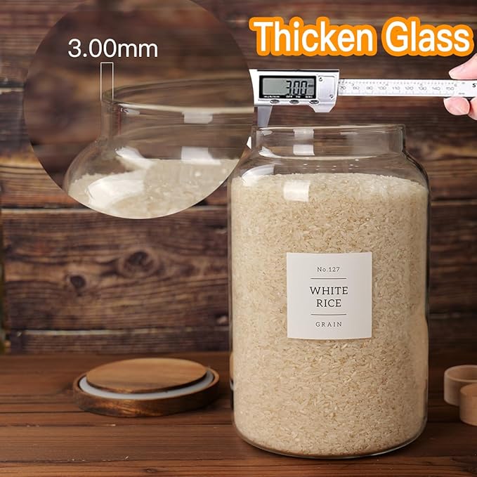 2 PCS Large Glass Jar with Airtight Lid, Glass Food Storage Jars for Tea,Spice,Cereal, Egg,Flour,Coffee and More(1 gallon/4000 ml)-Ruum Studio Home
