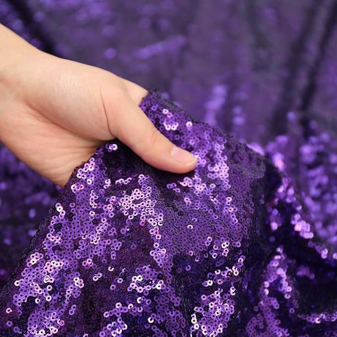 SquarePie Sequin Tablecloth 90 x 132 Inch Purple Sparkly Table Linen for Wedding Halloween Party-Ruum Studio Home
