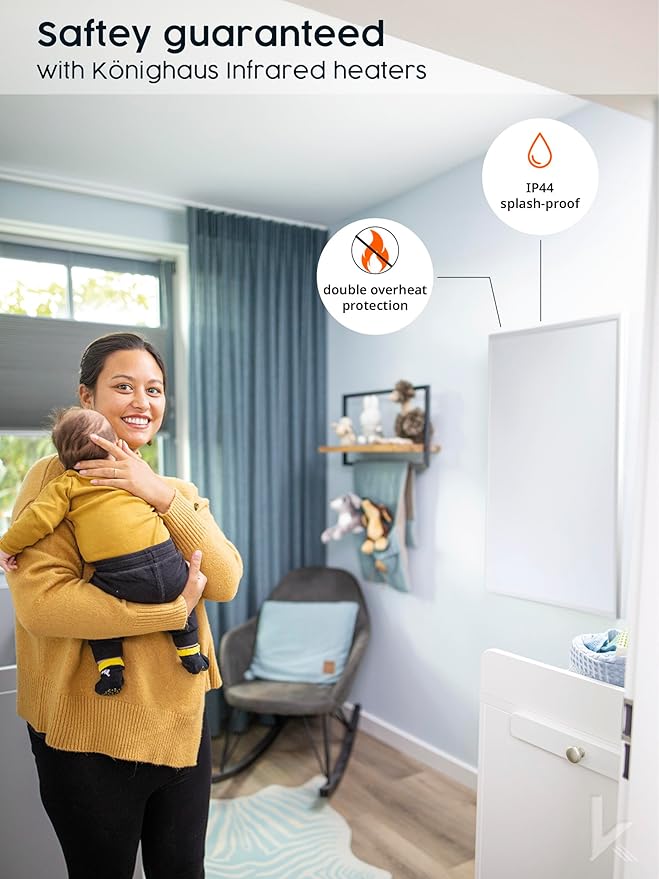 Infrared Space Heater - suited for smaller rooms - potent & energy efficient electric heating - wall-mounted - warms up quickly - over-heating protection - no noise - no maintenance - pleasant warmth-Ruum Studio Home