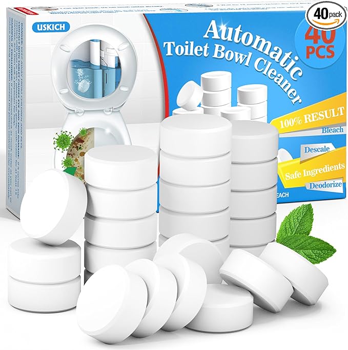 USKICH Toilet Bowl Cleaner 40 PACK, Household Automatic Toilet Bowl Cleaners with Bleach, Bathroom Toilet Tank Cleaners Tablets with Sustained-Release Technology for Deodorizing & Descaling-Ruum Studio Home