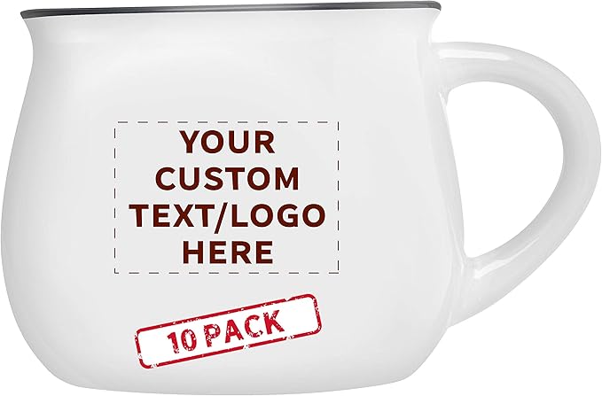 Custom Glazed Campfire Coffee Mugs 12 oz. Set of 10, Personalized Bulk Pack - Perfect for Coffee, Tea, Espresso, Hot Cocoa, Other Beverages - White-Ruum Studio Home
