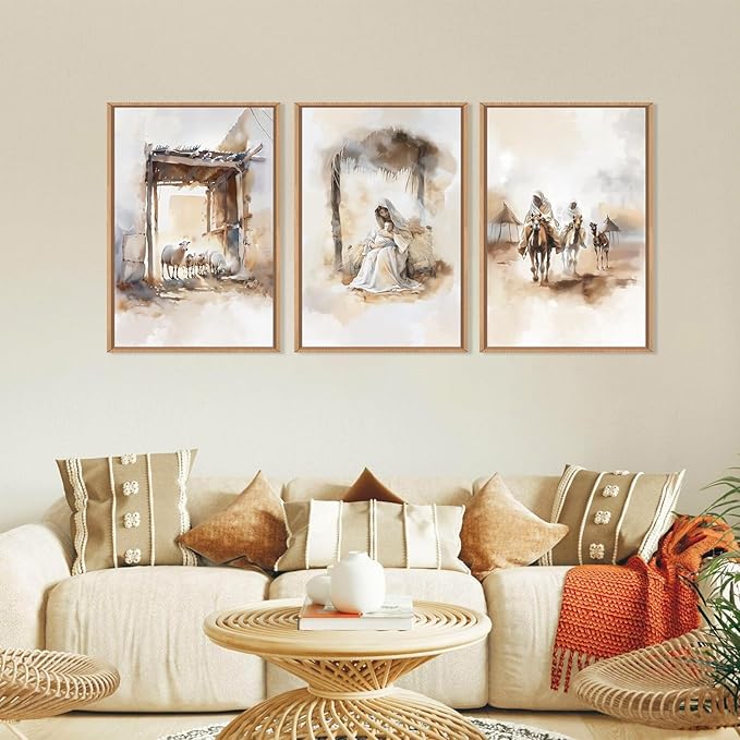 HPINUB Jesus Easter Framed Canvas Wall Art Set,Large Religious Christian Bible Verse Wall Decor,Resurrection Sunday Artwork for Living Room,Church Christian Easter Gift -24"x36"x3-Ruum Studio Home