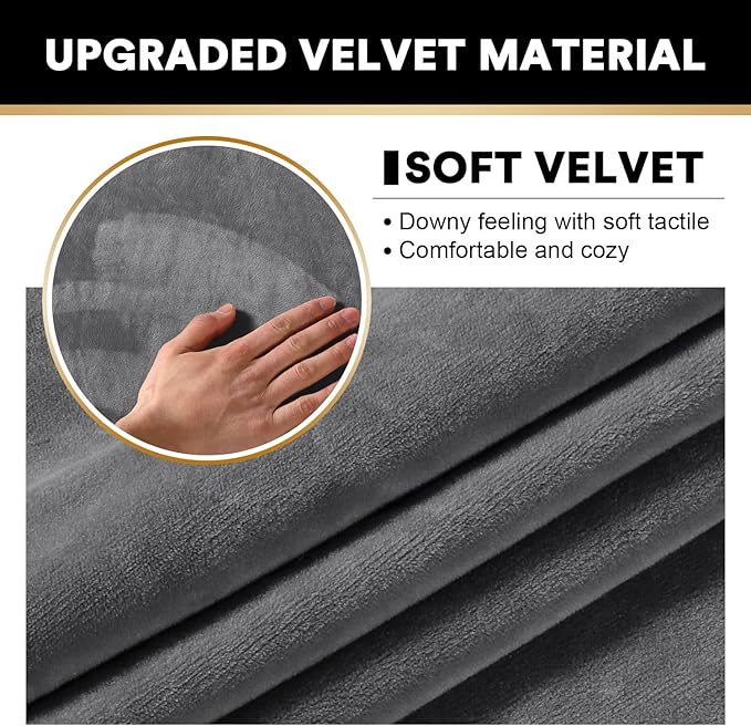 PrinceDeco Sectional Couch Covers 4 Pieces Velvet Separate Couch Cushion Covers L Shape for Left/Right Chaise Sectional Couch with Elastic Bottom (3 Seater + 1 Chaise,Grey)-Ruum Studio Home
