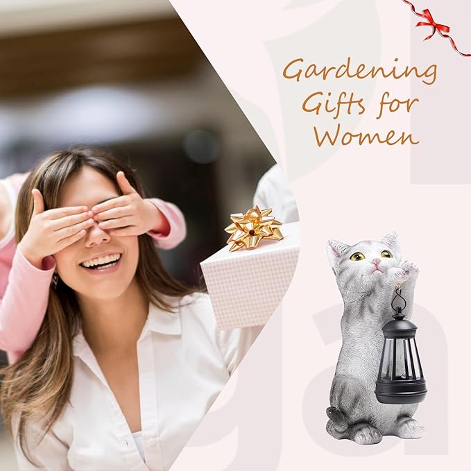 Solar Cat Garden Statue: Outdoor Cat Statues for Garden with Lights for Yard Art Lawn Ornaments Porch Patio Balcony Home House - Gardening Gifts for Women Grandma Mom-Ruum Studio Home