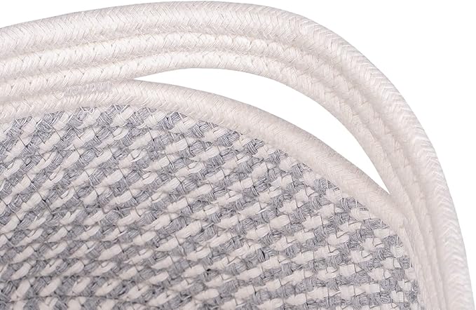 Shelf Storage Baskets for Organizing|Decorative Basket for Closet Storage|Toy Baskets&Bins|Small Woven Rope Baskets-13x8.66x5.11’’,Durable&Stylish,Oval 3 Packs Off White&Mixed Gray-Ruum Studio Home