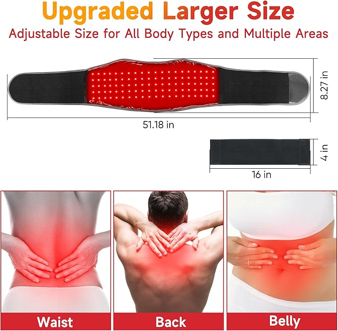 Red Light Therapy Belt for Body: Massage Heating Infrared Light Device, Portable Cordless 660nm&850nm Pad Wrap with Vibration and Rechargeable Battery for Waist Belly Pain Relief Women Men at Home-Ruum Studio Home
