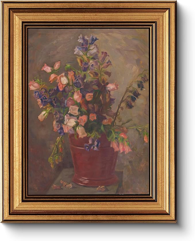 HUARCEY Gold Framed Vintage Wall Art for Living Room, Flower Painting Canvas Prints Shelf Decor for Kitchen, Aesthetic Room Decor Bedroom Wall Art, Floral Artwork for Friends or Family 8"x10"-Ruum Studio Home