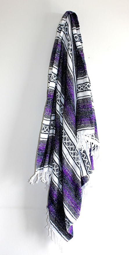 Del Mex Classic Mexican Blanket, Large Authentic Woven Falsa Throw (70"x50"), Artisan Southwest Décor for Beach, Yoga, Outdoors (Purple)-Ruum Studio Home