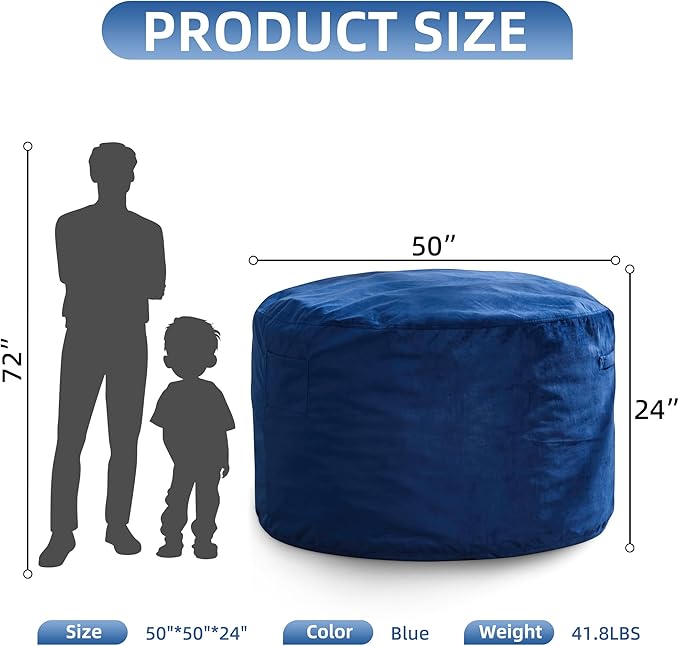 Hobestluk 5FT Bean Bag Chair Giant Bean Bag Chairs for Adults Large Bean Chairs with Removable Cover, Beanbag Chair with Filler, Adult Bean Bag Chairs for Living Room, Bedroom-Ruum Studio Home