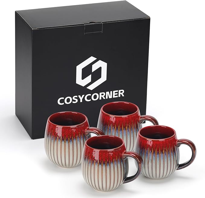 CosyCorner Ceramic Coffee Mugs Set, 17 oz Large Coffee Cups for Home and Office, Ceramic Cup for Coffee & Tea（A×4 pcs）-Ruum Studio Home