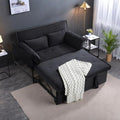 Pull Out Sofa Bed, 46” Futon Couch with Convertible Sleeper, Velvet Pull Out Couch with Adjustable Backrest, Small Sofa Bed with 2 Pillows for Living Room Office Guest Room, Black-Ruum Studio Home