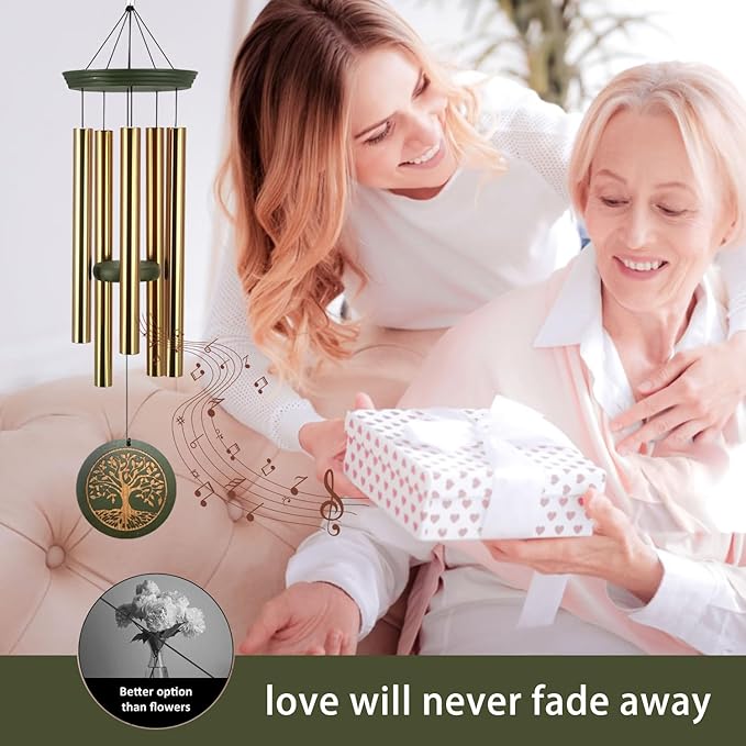 Memorial Wind Chimes for Outdoor & Gifts – Engraved Tree of Life, 36” Durable Metal Chimes with Soothing Melodies, Waterproof & Customizable Tones-Ruum Studio Home