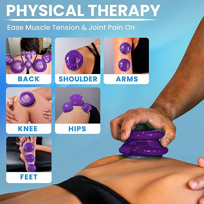 Silicone Cupping Therapy Set Professional Massage Cupping Cups for Cupping Therapy 4 Cup Kit for Massage, Myofascial Release, Cellulite Reduction (Lure Purple)-Ruum Studio Home