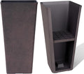 LA JOLIE MUSE 26 inch Tall Planters for Outdoor Plants,Set of 2 Tapered Planters with Trays,Iron Plastic Rectangular Tall Planters for Front Door, Patio and Deck, 26'' Iron With Tray-Ruum Studio Home