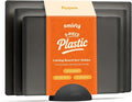 SMIRLY Plastic Cutting Board Set with Holder 3 Pieces, Non-Slip Dishwasher Safe Chopping Boards for Kitchen, Dark Grey-Ruum Studio Home