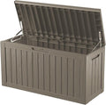 80 Gallon Outdoor Storage Box Waterproof Lockable Resin Deck Box Large, Patio Storage Bin for Pool Accessories Cushion Furniture, Garden Tools, UV-Resistant Outside Delivery Grey-Ruum Studio Home
