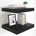Heimlove 12 Inch Deep Floating Shelves, 16 x 12 inches Long Wall Shelf, Large Extra Display Shelf & Storage Shelf, Rustic Wood Wall Shelves for Fireplace Mantel, Black - 2Pack-Ruum Studio Home