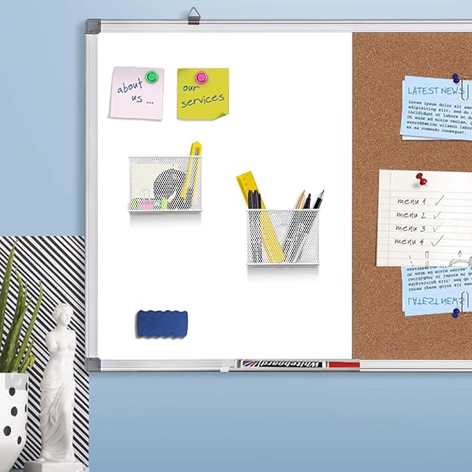 4.5'' × 2.2'' × 3.5'' Magnetic Basket for Whiteboard White Magnetic Basket for Fridge Magnetic Organizer Holder with 4 Strong Magnets Magnetic Holder for Refrigerator Locker-Ruum Studio Home