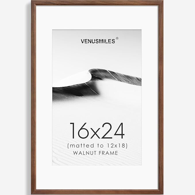 16x24 Poster Frame Natural Solid Walnut Photo Frames with 12x18 Removable Mat Wall Hanging Large Handcrafted Frame with HD Plexiglass Wall and Tabletop Display Large Picture Frame-Ruum Studio Home