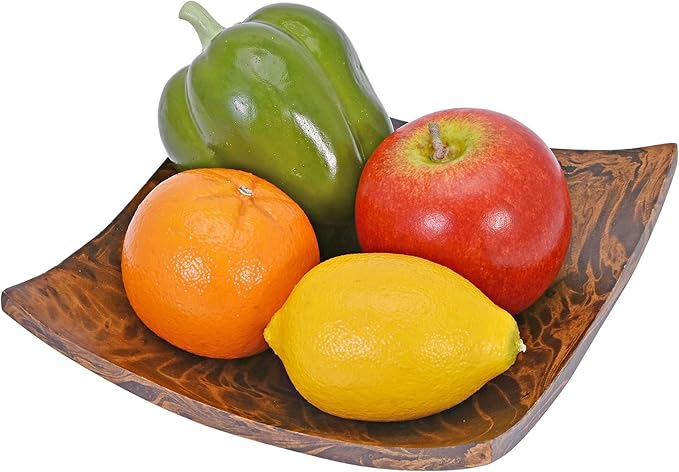 AeraVida Square-Shaped Mango Tree Wood with Dark Stain Serving Dish or Fruit Bowl | Wood Decor Bowl-Ruum Studio Home