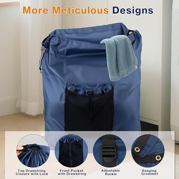 2-Pack Backpack Laundry Bags, Heavy Duty Laundry Bag Backpacks with Adjustable Shoulder Straps, Door Hanging Washing Bag, Laundry Hamper Lining for College Dorm, Travel, Laundromat-Ruum Studio Home