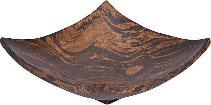 AeraVida Square-Shaped Mango Tree Wood with Dark Stain Serving Dish or Fruit Bowl | Wood Decor Bowl-Ruum Studio Home