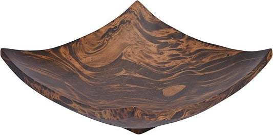 AeraVida Square-Shaped Mango Tree Wood with Dark Stain Serving Dish or Fruit Bowl | Wood Decor Bowl-Ruum Studio Home