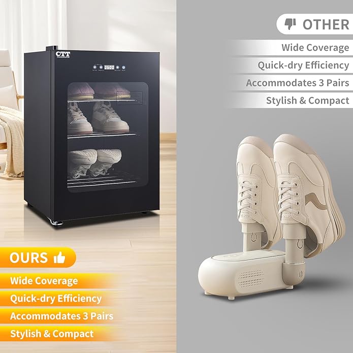 CTT Boot Dryer for Work Boots, Shoe Dryer for Sneakers, Gloves, Helmet & Boxing Glove, Electric Boot Dryer with Pull-out Detachable Rack, 3 Drying Mode, Timer, Auto-shut Off-Ruum Studio Home