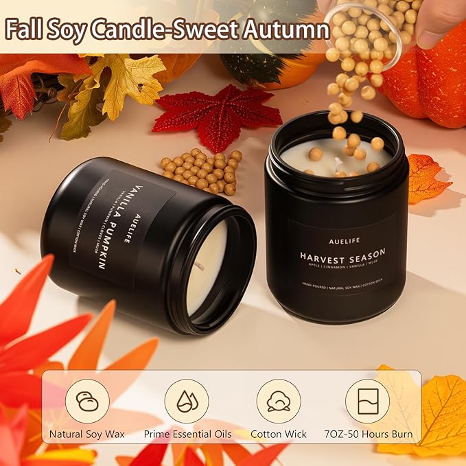 Fall Candle-Maple Syrup Latte Scented Candles for Home Decor, 7 oz Natural Soy Wax, Sweet & Cozy Autumn Candle, Aromatherapy Candles Gift for Coffee Lovers & Thanksgiving-Ruum Studio Home