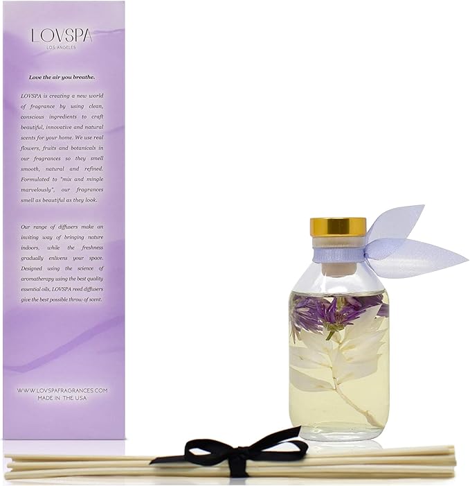 LOVSPA Reed Diffuser Set, Lavender Vanilla Scented Oil Diffuser with Sticks, Home Fragrance Accessories for Bathroom Shelf Decor, Aroma Diffusers for Home or Office Desk, USA Made-Ruum Studio Home